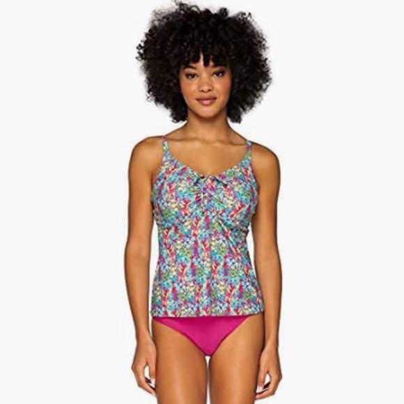 sunsets Other - Women’s Multicolor Floral Tankini Top with Pink Bottom